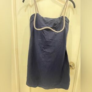 Blue Sleeveless sport Dress with White Trim